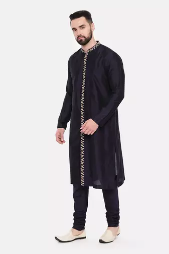 Blue Silk Embroidered Kurta Set