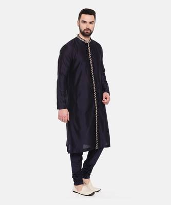 Blue Silk Embroidered Kurta Set 4
