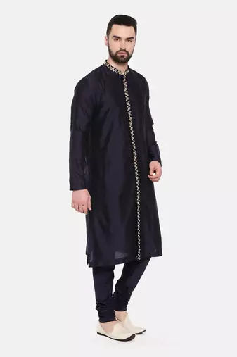 Blue Silk Embroidered Kurta Set
