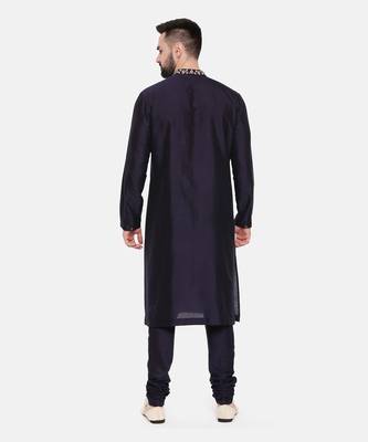 Blue Silk Embroidered Kurta Set 5
