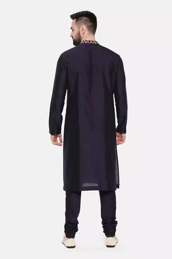 Blue Silk Embroidered Kurta Set