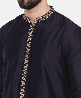 Blue Silk Embroidered Kurta Set 6