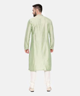 Pista Green Silk Embroidered Kurta Set 5