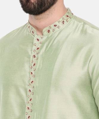Pista Green Silk Embroidered Kurta Set 6