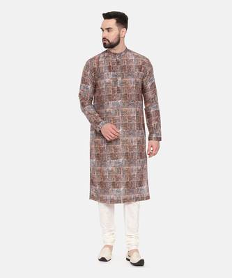 Red Printed Muslin Kurta Set 1