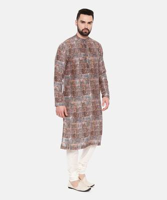 Red Printed Muslin Kurta Set 2