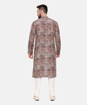 Red Printed Muslin Kurta Set 4