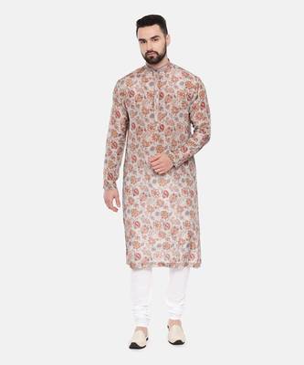 Grey Printed Muslin Kurta Set 1