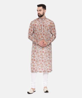 Grey Printed Muslin Kurta Set 2