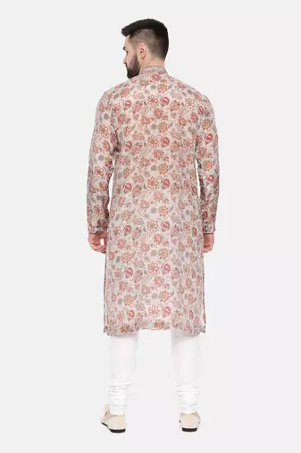 Grey Printed Muslin Kurta Set