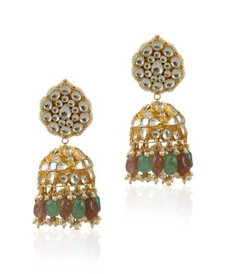 Sea Green And Pastel Pink Beads Jhumki 2