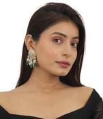 White Round Tops With White Pearl Hangings And Green Baeds