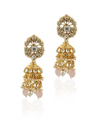 White Jhumki With Light Beads 2