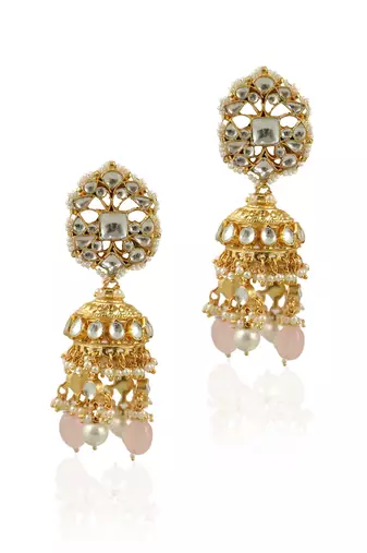 White Jhumki With Light Beads