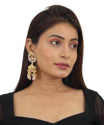 White Jhumki With Light Beads 1