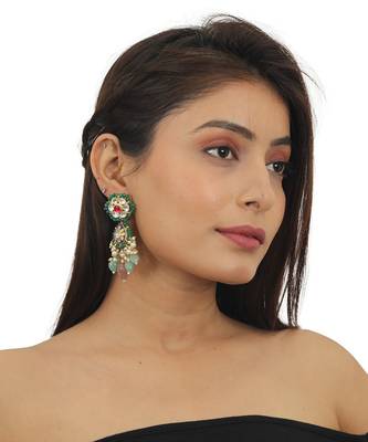 White And Pink Stone Nacklace Set With Pastel Pink And Sea Green Baeds 6