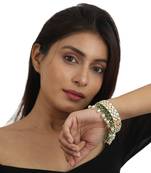 Sea Green Beads With White Pearl Jadtar Stone Bangles(Single Pc)