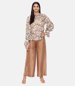 Brown Printed Silk Palazzo