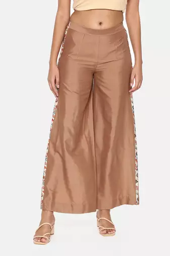 Brown Printed Silk Palazzo