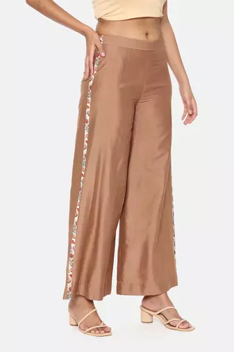 Brown Printed Silk Palazzo