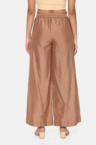 Brown Printed Silk Palazzo