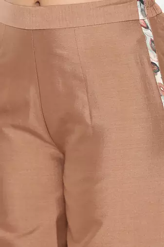 Brown Printed Silk Palazzo