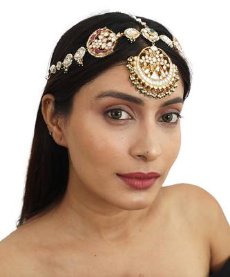 White ,Pink And Green Bridal Mathapatti 1