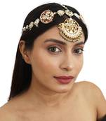 White ,Pink And Green Bridal Mathapatti