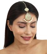 Pista Meena Work Tikka With Small White Pearls