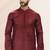 Maroon embroidered linen kurta-pajama