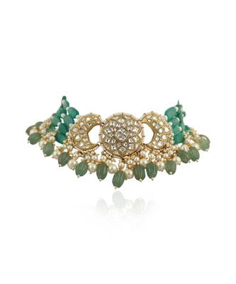 White And Sea Green Choker Set 3