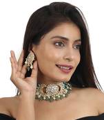 White And Sea Green Choker Set