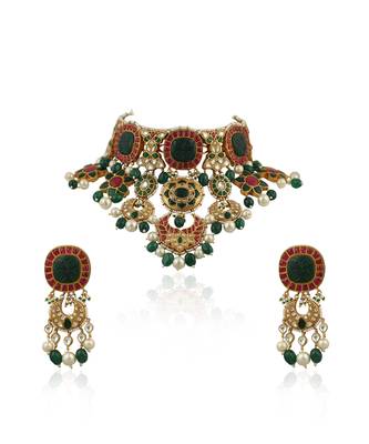 Red And Green Heavy Bridal Neacklace Set 2