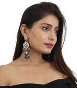 Blue Meena Work Earrings Bedded Blue And Sea Green Beads