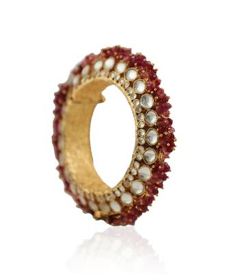 Pacheli Bangles In Rajasthani Style Beaded With Pastel Pink Beads(Single) 2