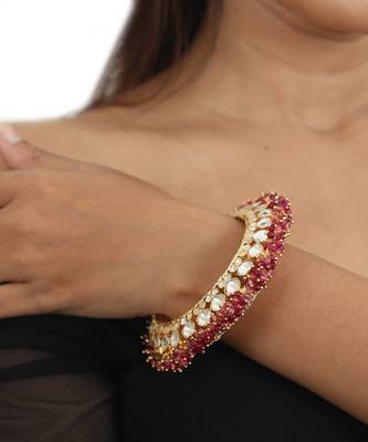 Pacheli Bangles In Rajasthani Style Beaded With Pastel Pink Beads(Single) 1