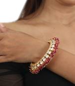 Pacheli Bangles In Rajasthani Style Beaded With Pastel Pink Beads(Single)