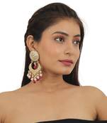 White Flower Work With Jadtar Stone Pink Beads Necklace Set