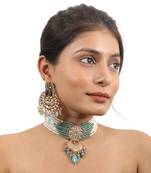Choker Necklace Belt With Chandbaalis In Pastel Shades And Pearls