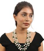 Three String Maala Necklace With Pearls And Emeralds