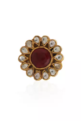 Floral Ring With Pink Centre Stone