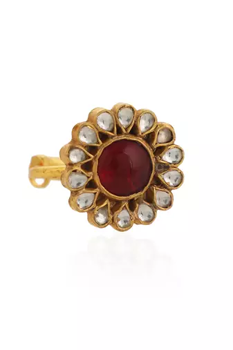 Floral Ring With Pink Centre Stone