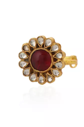 Floral Ring With Pink Centre Stone