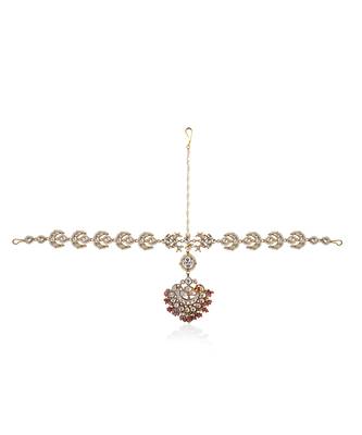White Chand Mathapatti With Pastel Pink Small Hangings 2