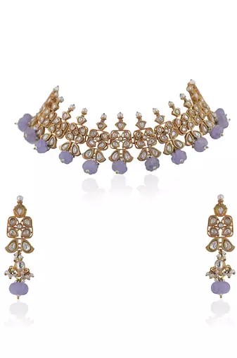 Purple Beads Choker Set