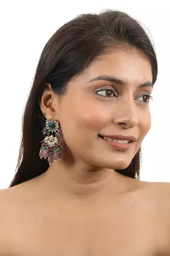 Pink Choker Set With Multi Colour Beads