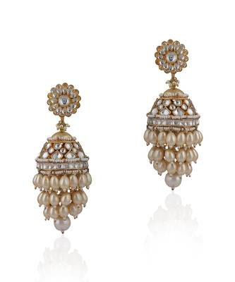 Jhumki Earings With Layers Of Pearls 2