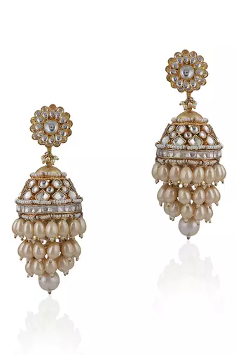 Jhumki Earings With Layers Of Pearls