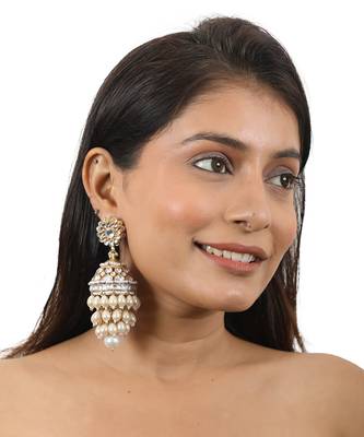 Jhumki Earings With Layers Of Pearls 1