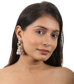 Pink With White Pearl Jadtar Stone Jhumki Earrings